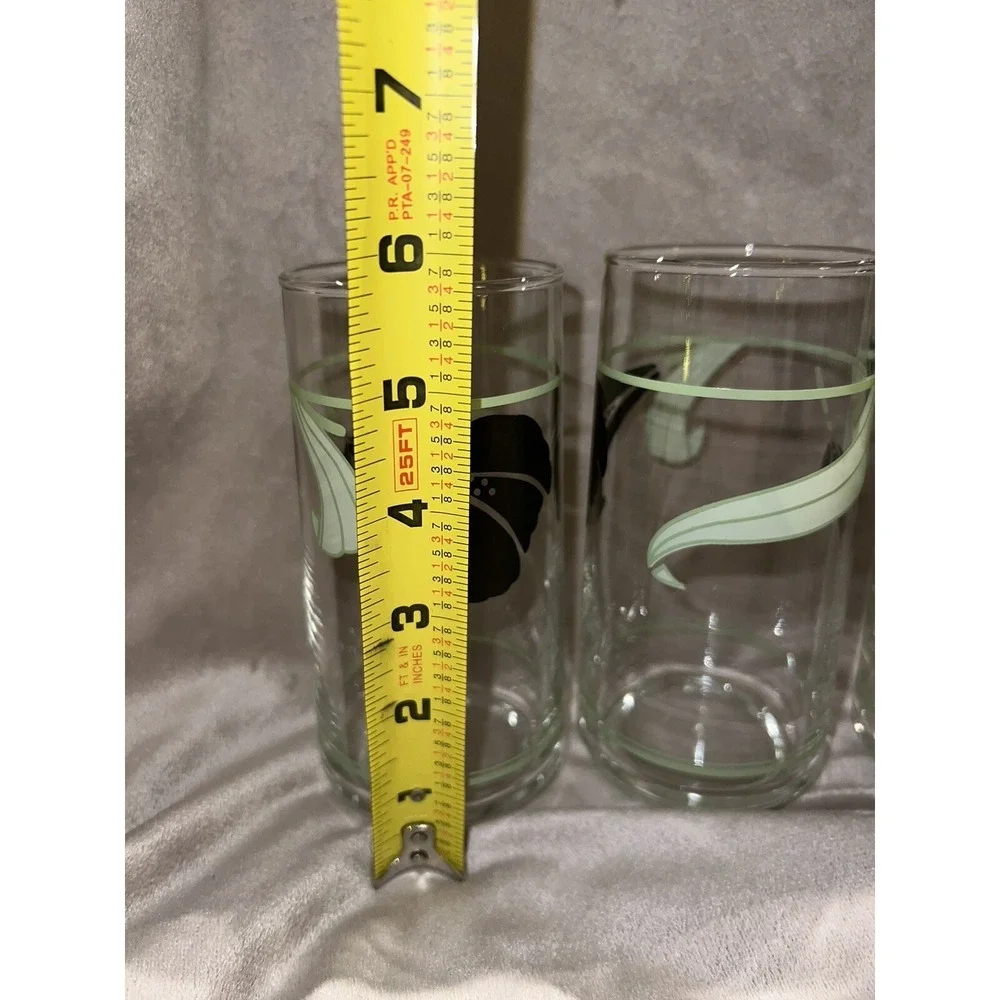 Corelle Vintage Green And Black Lily Drinking Glasses Set Of 3